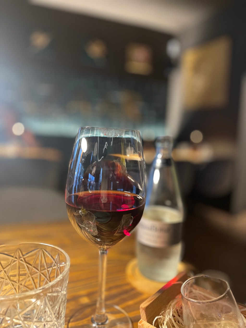 Close up on a wine glass