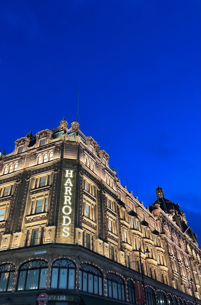 Harrods dressed in Christmas lights