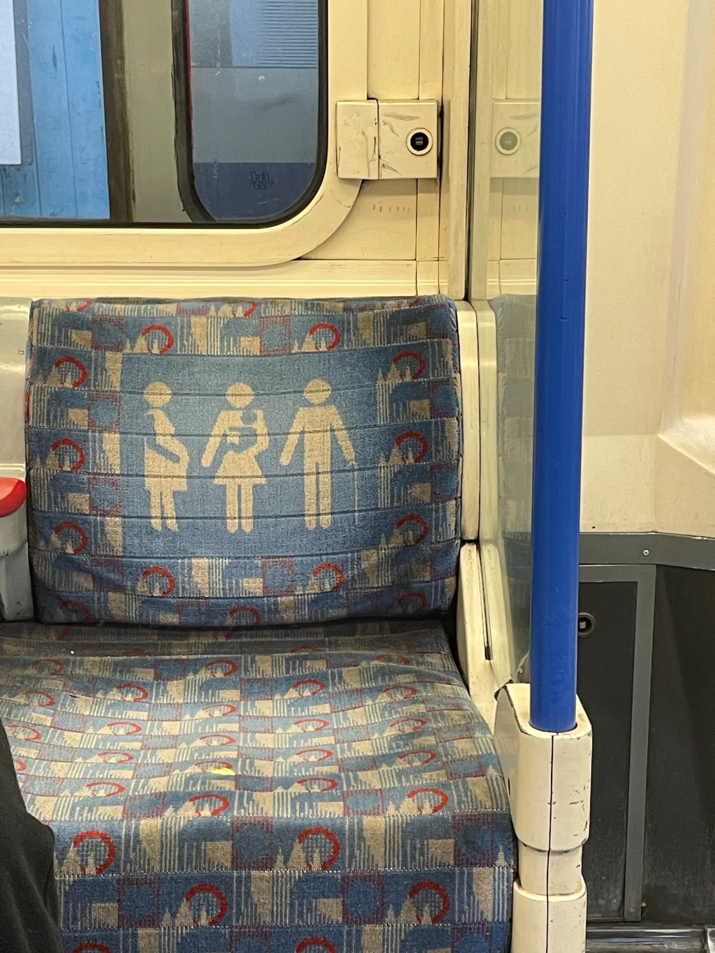 Grimy priority seat on the London Underground